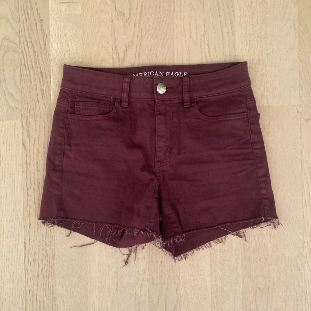American Eagle Outfitters Women's Dark Red Jean Shorts
